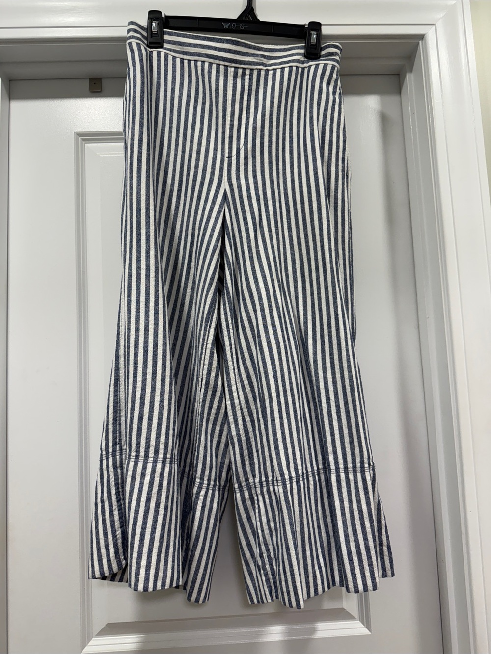 Banana Republic Navy and White Wide-Leg Striped Pants